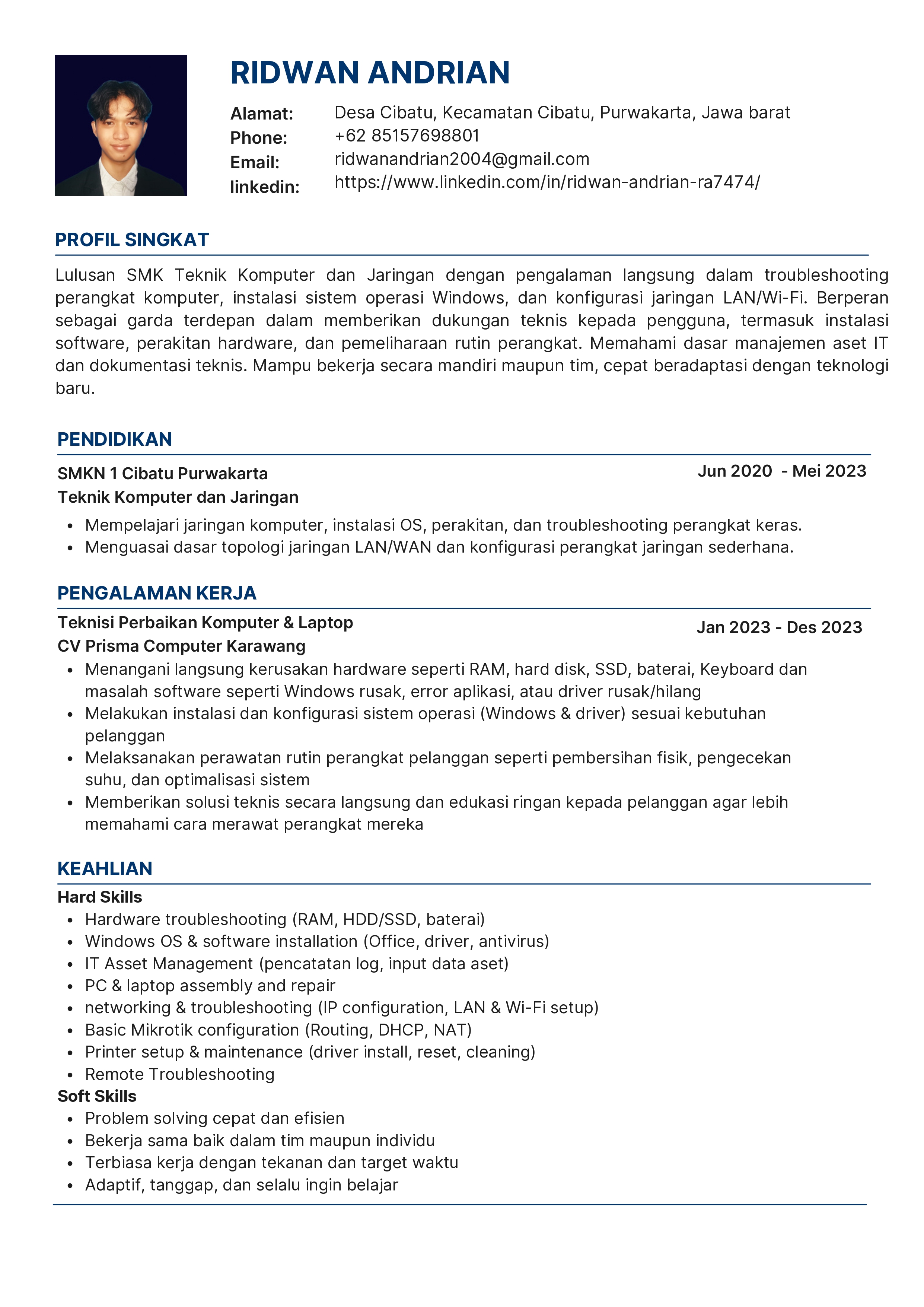 CV Page 1